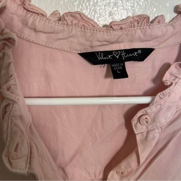 Velvet Heart Sleeveless Button Down Blouse Light Pink L - Picture 10 of 11